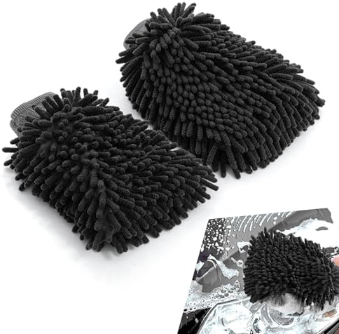 Diamall Lot de 2 gants de lavage de voiture en microfibre chenille double face en forme de ver corail, 14 x 23 cm, gants de lavage anti-rayures et non pelucheux, universels pour voitures, ménages et