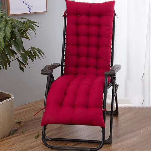 Generisch Liegestuhl Auflagen für Gartenliegen, Sonnenliege Auflage Relaxliegenauflage Schwungliege mit Lasche Tragbares Gepolstertes Relax für Terrasse Schaukstuhl Bank,Rot,53 * 155cm