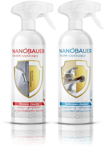 Superstarker Reiniger für Duschkabinen und Badreiniger | NANOBAUER Shower Cleaner 750ml & Bathroom Cleaner 750ml | Spray Duschreiniger Duschkabinenreiniger Reinigungsmittel Armaturenreiniger