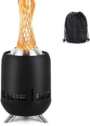 Relaxdays Chimenea de Mesa sin Humo en Acero Inoxidable, Bolsa, 23,5x16,5x16,5cm, Camping, Negro