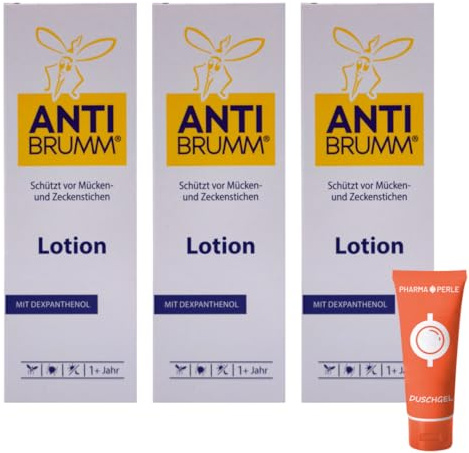 Anti Brumm Lotion 100 ml I Mücken- & Zeckenschutz I mit Icaridin & Eucalyptus citriodora Öl I zieht schnell ein I für Gesicht & Körper I mit Dexpanthenol I mit Pharma Perle Duschgel (3x)
