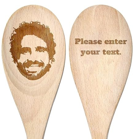 Cucchiaio di Legno Personalizzato con Incisione del Volto – Regalo | Fotografico Divertente per Amici e Famiglia – Regalo per il Nuovo Ingresso o Migliore Amico – Ricordo da Cucina Fatto a Mano