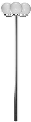Moderne Edelstahl Gartenleuchte 220 cm, 3-flammiger Kandelaber mit 3 Leuchtenköpfen 25 cm Durchmesser, robuste Mastleuchte für Garten Hof Auffahrt Eingang