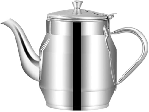 ibasenice Oil Pot in Acciaio Inossidabile 24oz, Anti-perdita | Aceto e Condimenti Liquidi, Argento, Manico Comodo, Resistente alle Temperature