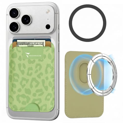 TECHMADE Korthållare kompatibel med iPhone, adapterring ingår – plats för 3 kort eller kontanter, snabbt utdragningssystem – RFID-blockering, veganskt konstläder, Taglia Unica, Avslappnad
