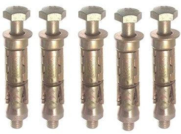 AHC K-ZYSALB610B5 M6 x 10mm Working Length (50mm Overall Length) Loose Bolt Shield Anchor - Zinc/Yellow (Pack of 5)
