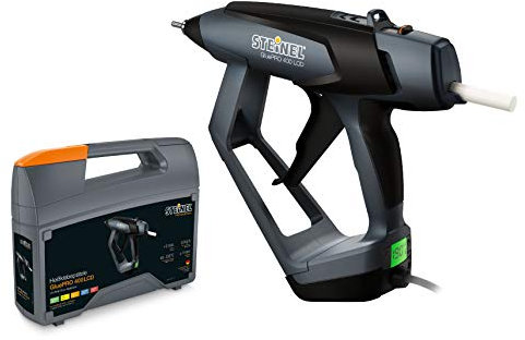 Steinel 52690 Klebepistole GluePRO 400 mit LCD Display im Koffer, Heißklebepistole, Klebemenge einstellbar, wechselbare Düse , 110 W, mit Display