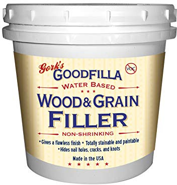 Water-Based Wood & Grain Filler (Trowel Ready) - Maple/Birch/Pine - 1 Quart by Goodfilla | Replace Every Filler & Putty | Repairs, Finishes & Patches | Paintable, Stainable, Sandable & Quick Drying