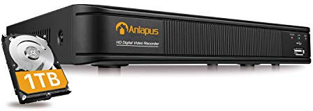 Anlapus 1080P 8 Canales Grabador DVR 1TB Disco Duro, para Kit de Cámaras de Vigilancia, P2P