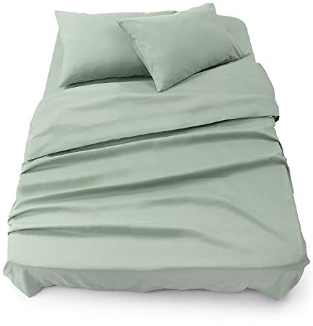 Blumtal Juego de Sábanas - Set de 4 Piezas, Sábana Bajera Ajustable Cama 160, Encimera 240x275 + 2 Fundas de Almohada 50x80cm, Verde Verano
