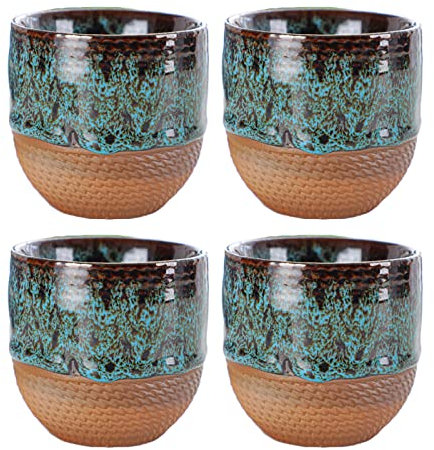 Juego de tazas de café sin asa, multicolor, para desayuno, exterior, estilo vintage japonés, de porcelana, para momentos especiales de café, 150 ml