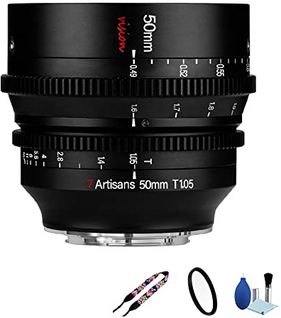 7artisans 50 mm T1.05 APS-C Lens Vision Series Cine Lens Stor bländare Bred Anlge Manuell lins för Fuji X Mount X-A3, X-A5, X-A7, X-M1, XM2, X-T3, X-T20, X-T30, X-Pro2.etc