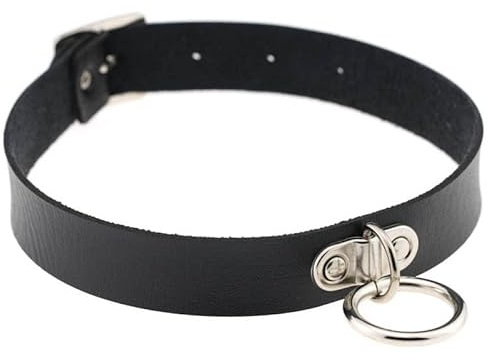Zookey Punk Cuir Choker Noir Gothique Choker Collier Rock Collier Réglable Collier Choker Halloween Cosplay Collier pour Femmes et Filles (O-Ring)