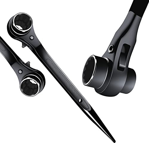 Funnytek Ratchet Podger Spanner, Podger Spanner Steel Erecting Scaffold Tool Wrench Spanner 19x24mm