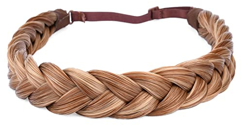 Gledola 2 Stränge geflochtene Zöpfe Stirnband geflochtene synthetische Haar elastische Stretch, Haar Zubehör für Frauen, Mädchen (Erdbeerblond)