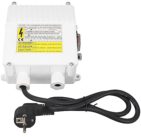 Scatola di Controllo della Pompa del Pozzo Controller della Pompa di Aspirazione Controller Dell'interruttore Esterno della Pompa Sommersa 370 W con Protezione Termica (Spina