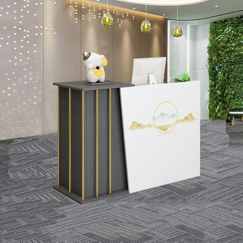 HGTRH Bancone Cassa per Negozio Economico, Bancone Negozio Telefonia, Bancone Reception Centro Estetico con Vari Spazi Di Stoccaggio Scrivania Reception Ufficio per Parrucchiere Grey 100cm