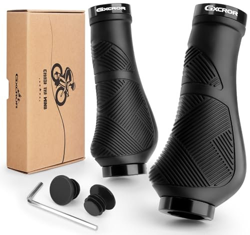 GXCROR Ergonomic Bike Handlebar Grips, Double Lock, Non-Slip Rubber, Universal 22.2mm, for MTB E-Bike