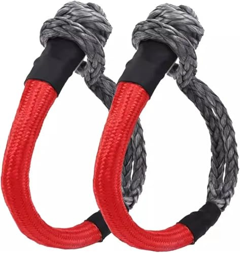 MZYFDC Soft SchäKel 20 Tonnen 38.000 Pfund Bruchfestigkeit Seilwinde Synthetischer weicher Schäkel for Jeep Segeln ATV UTV SUV Geländewagen Bergung FüR Utv(Red 2pcs)
