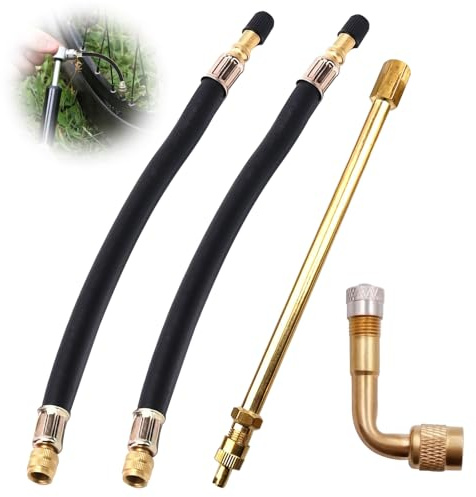 Pluvyze 2 PCS Prolunga Valvola Pneumatico in Gomma Flessibile 180 mm,Estensione valvola Automatica, 1pezzi di prolunga valvola a 90 Gradi, per Auto, Moto, Bicicletta, Scooter