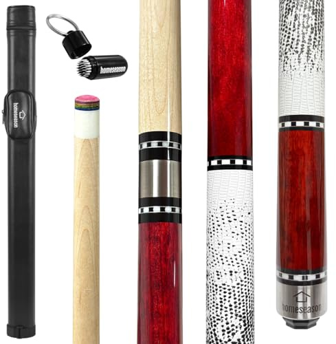58in Pool Cue Stick Canadian Maple Wood 13mm Tip - 18oz Perfect for Precision Play, Low Deflection Pool Cue for Enhanced Accuracy with Cue Case