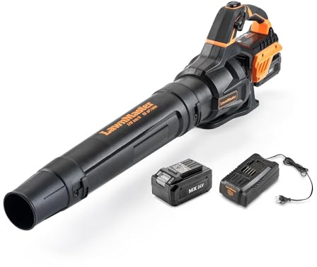 LawnMaster MX 24 V soffiatore di foglie a batteria con ventola assiale, potente soffiatore da giardino senza fili con batteria agli ioni di litio MX 24 V e caricatore