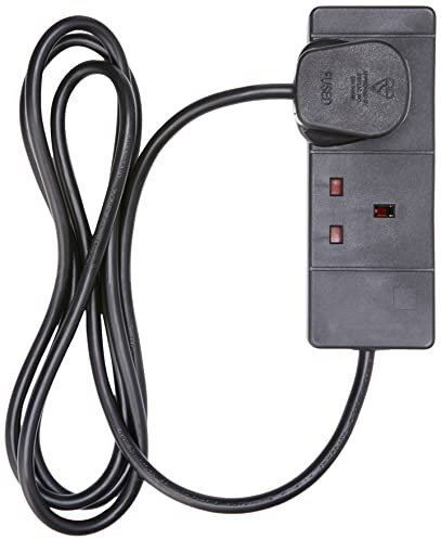 PRO ELEC PELB1736 2 Gang Extension Lead Black, 2m