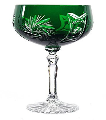 Sektglas Sektschale Sektkelch Schleuderstern 200 ml Grün Handgeschliffen Kristallglas