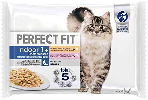 Steriliserad kattpasta med kyckling och lax inomhus +1 - 4 påsar på 85 g