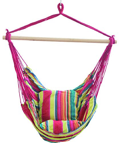 Hängeseil Stuhl Schaukel Hängesessel Veranda Schaukelsitz mit Kissen, Hängematte Kinderhängesessel, 100X100x130 cm,d