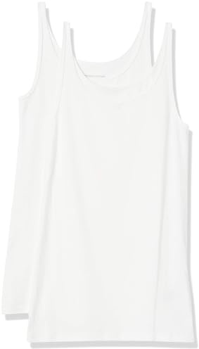 Amazon Essentials Top Ajustado sin Mangas y con Tirantes Finos Mujer, Pack de 2, Blanco, M