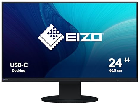 EIZO FlexScan EV2480-BK 60,5 cm (23,8 Zoll) Monitor (HDMI, USB 3.1 Hub, USB 3.1 Typ C, DisplayPort, 5 ms Reaktionszeit, Auflösung 1920 x 1080) schwarz