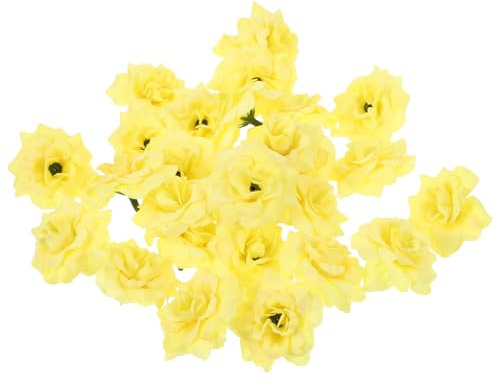 Holibanna 50Pcs Yellow Artificial Flower Heads Miniature Fleece Silk Rose Heads for Wedding Party Craft Decorations and Diy Embellishments