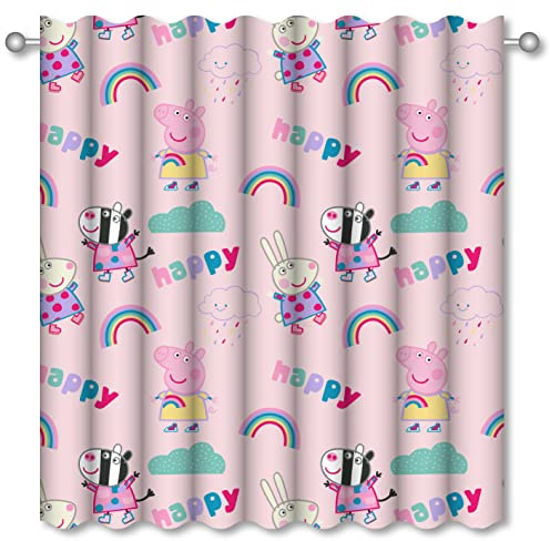 Peppa Pig Official Curtains | Pink Pencil Pleat, Storm Design | Perfect For Any Childrens Bedroom Nursery (Curtains, 54in)