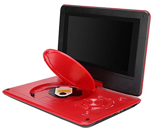 Lecteur DVD Portable, écran LCD Pivotant de 8,5 Pouces, Lecteur TV de Voiture avec Télécommande, Batterie Rechargeable 1500 MAh, Lecture de Reprise, Lecture de Carte USB pour Voyage/Voiture(Rouge)