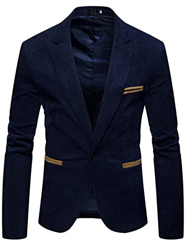 IQYU Cordjacke Herren Winter Herren Sakko Slim-Fit Anzugjacke Modern Business Jackett Blazer Reverskragen Leichte Arbeitsjacke Freizeit Style Smoking Sakko Blazer