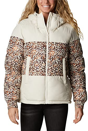 Columbia Pike Lake 2 Hooded Insulated Jacket, Piumino Con Cappuccio Donna, Chalk/Warm Copper Terrain Print, Taglia S