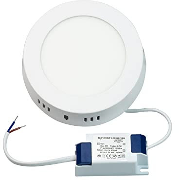 Popp® Plafon LED circular 7W Luz fria 6000K PRO superficie para techo y pared IP20 LUMILEDS No Flicker aluminio Blanco (7W, Luz fría 6000K)