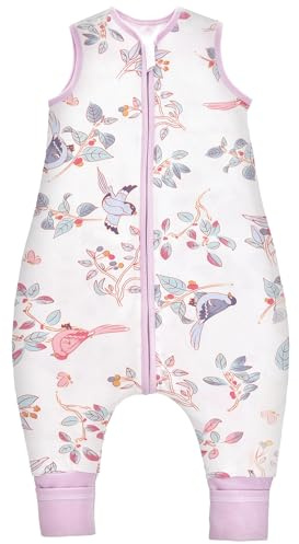 Chilsuessy Baby Schlafsack mit Beinen 2.5 Tog Winter Schlafsack Unisex Ganzjahres Schlafsack mit Füßen Babyschlafsack Kinder, Frühlingsmagpie, 100cm/Baby Höhe 105-115cm