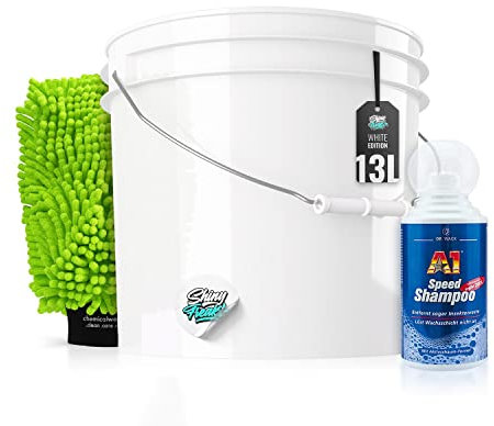 Auto Waschset: Wascheimer (3,5GAL) + Dr. Wack A1 Speed Shampoo + Waschhandschuh für die Auto Handwäsche - schonende Reinigung & Pflege für den Lack - Autowäsche, waschen | 4-teilig