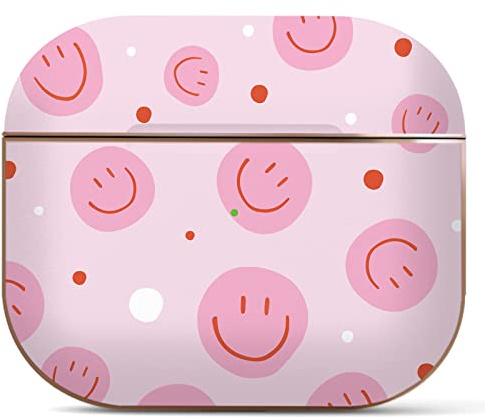 Berkin Arts Kompatibel mit AirPods Pro 1 Generation 2019 Hülle AirPods Case Ästhetisch Rosé Goldenes Hardcover mit Schlüsselanhänger Serielle Kunst Disco-Lächeln