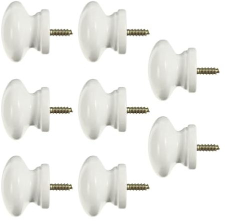 Housoutil 8Pcs Solid Wood Round Cabinet Knobs Screw in Door Handles for Wardrobe Drawer and Closet Furniture Easy Install Hardware for Home Interior Use