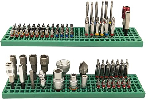 Free Zone Bit Organizer & Aufbewahrung, Grün, 158-Loch Tool Grid | Auch für 1/2, 3/8, 1/4 Steckschlüssel-Halter & Bit-Adapter; patentierter Taper-Lock ohne Magnet; Bits nicht enthalten