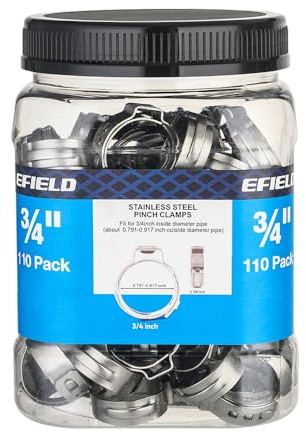 110-Pack EFIELD 3/4-inch Stainless Steel Pex Cinch Clamp Rings for Pex Tubing Pipes, Bottle Packed,(CLAMP010-110PCS)