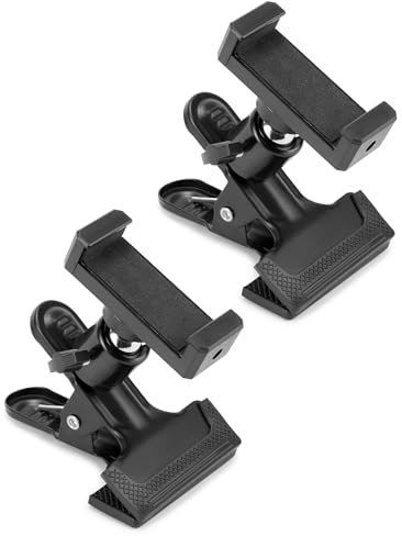 QWORK® 2 Piezas Abrazadera de la cámara de Metal, con Clip para teléfono Celular, Ajustable en 360 Grados, Interfaz de Rosca de 1/4, para luz de Relleno, Equipo fotográfico