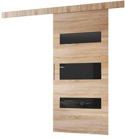 MINIO go for it - Schiebetür Komplettset CLEAN D, 76 cm Breit, Schiebetüren, Wandmontage, Schiebetürsystem, Zimmertüren - Sonoma Eiche