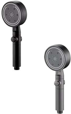 Pommeau de douche Haute Pression à économie D'eau 8 types de jet pour bain et spa Pommeau Douche Anti Calcaire, Douchette à Haute Pression Shower Head de Massage (D 2PC(A+B))