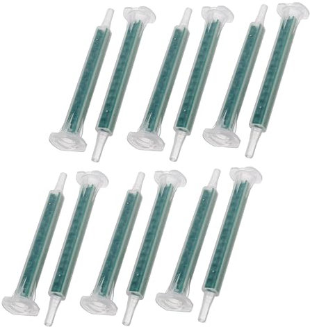 Puntas Boquillas Mezcladoras Epoxi. Canulas Para Bicomponente, Cánulas Pegamento 2 Componentes. Boquillas Pegamento para Cartucho AB. Boquillas De Pistola Adhesiva Para Mezclar. (12 Und)