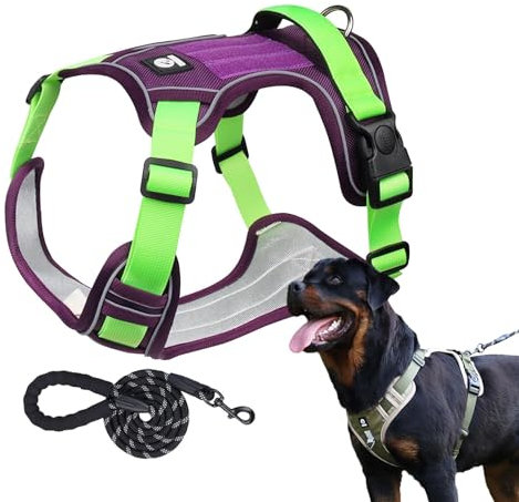 Hundegeschirr mit Griff, atmungsaktiv, kein Ziehen, verstellbares Hundegeschirr, Hundegeschirr, Halsband-Set mit Polsterung für Outdoor-Aktivitäten