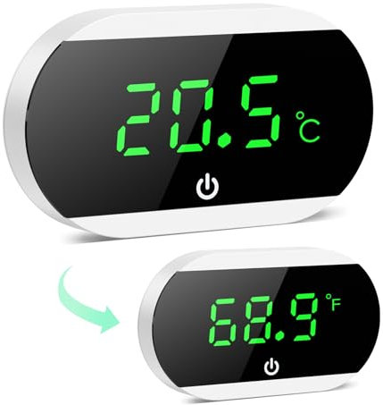 ORIA Fish Tank Thermometer, Aquarium Thermometer Digital, ℃/℉ Switch, LED Display, Stick-on Aquarium Temperature Gauge for Tortoise, Turtle, Aquariums, Tropical Fish Tank Accessories